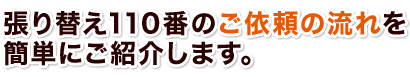 張り替え110番のご依頼の流れを簡単にご紹介します。